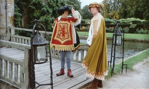 Eric Morecambe and Tom on the drawbridge of Hever Castle. Picture © Charles Wallace.