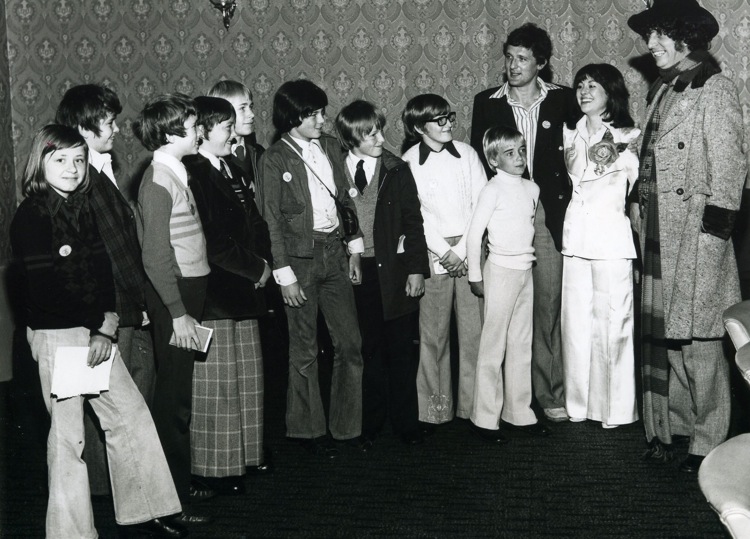 Lis, Ian and I meet the Junior Reporters Club at The Gazette, Blackpool, in 1975.  Picture © courtesy of The Gazette, Blackpool.